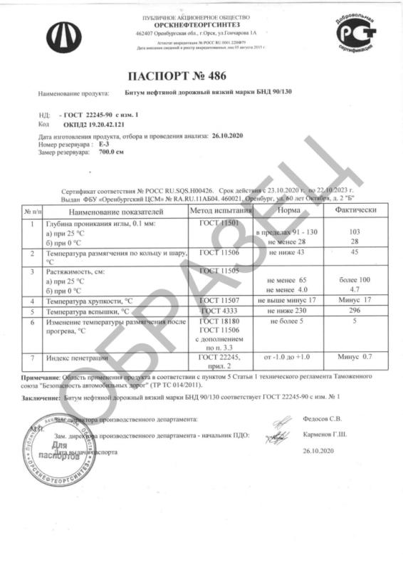 БНД 90-130 ПАО Орскнефтеоргсинтез
